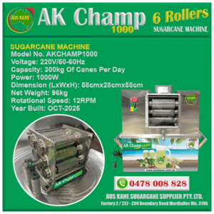 2HP TT750D Pro Cane Machine with Cracker Roller